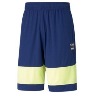 PUMA Mens Medium Ultimate Blue Color Block DryCELL Stretch Athletic Shorts
